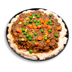 A vibrant, nutrient-dense meal made for clean eating—this colorful health food dish showcases creamy cauliflower and red potato mash crowned with savory bison meat gravy. Garnished with tender carrots, green peas, and smoky roasted corn, it's a modern, high-protein take on traditional British comfort cuisine.
